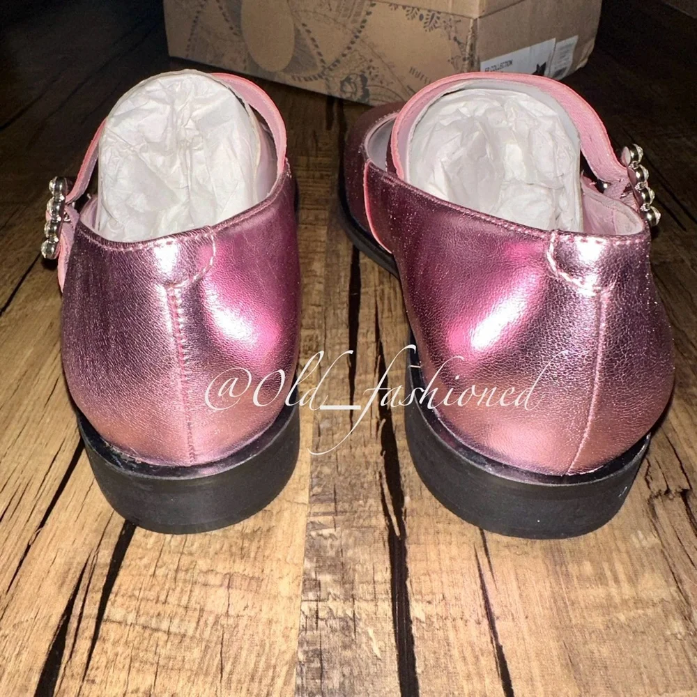 FREE PEOPLE Leather Diamanté Mary Janes